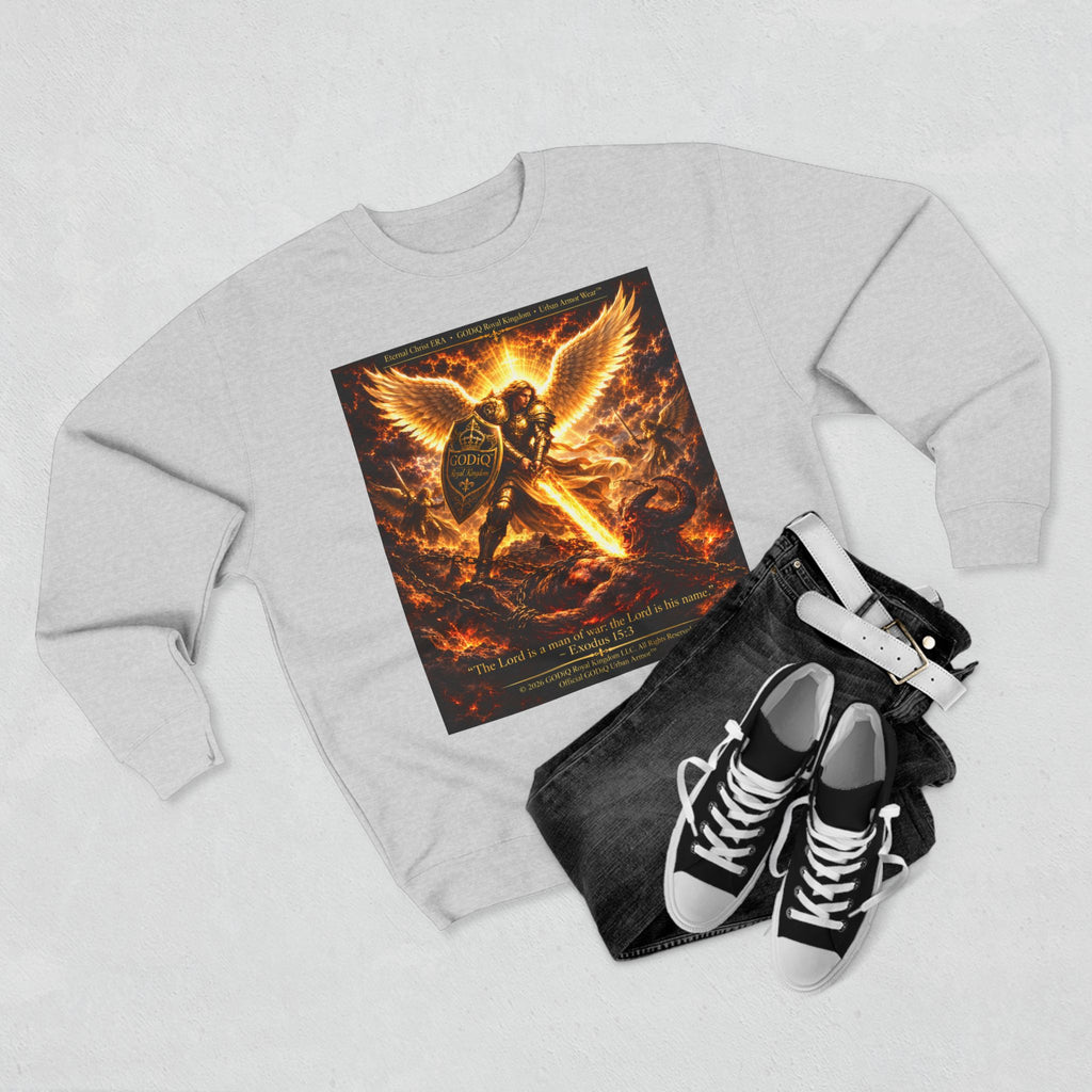 GODiQ™ Royal Kingdom Urban Armor™ "The Sword of the Spirit" Christian Crewneck Sweatshirt | Luxury Spiritual Warfare Graphic Sweatshirt | Premium Faith-Based Apparel